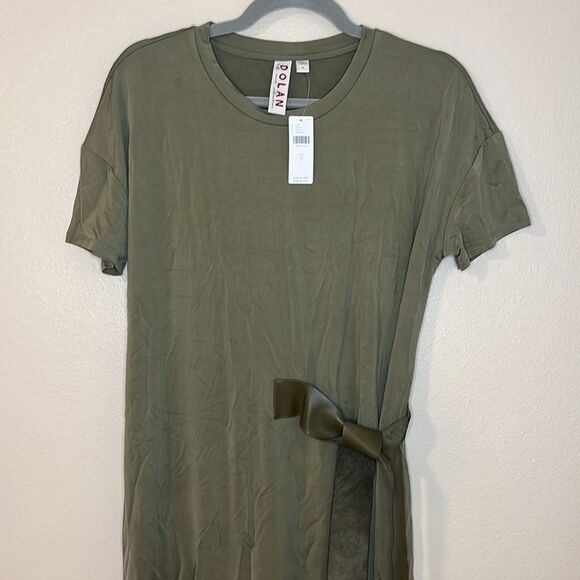 NWT Anthropologie Dolan Belted Mini Shirt Dress Olive Green Dress Small - Picture 4 of 9